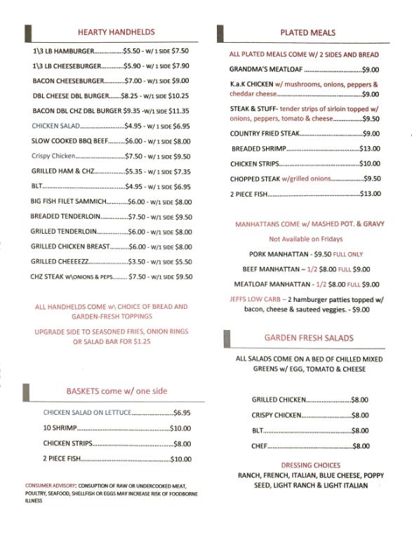 Kat A Korner Diner Menu image 3